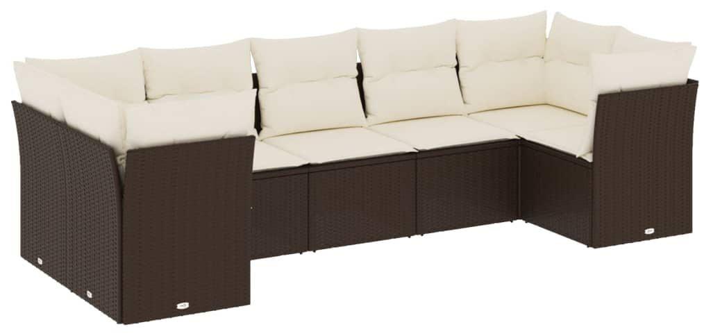 Loungeset, 7-teilig, braun, aus Poly-Rattan - 7 Sitzplätze - PE-Rattan - Wasserbeständig