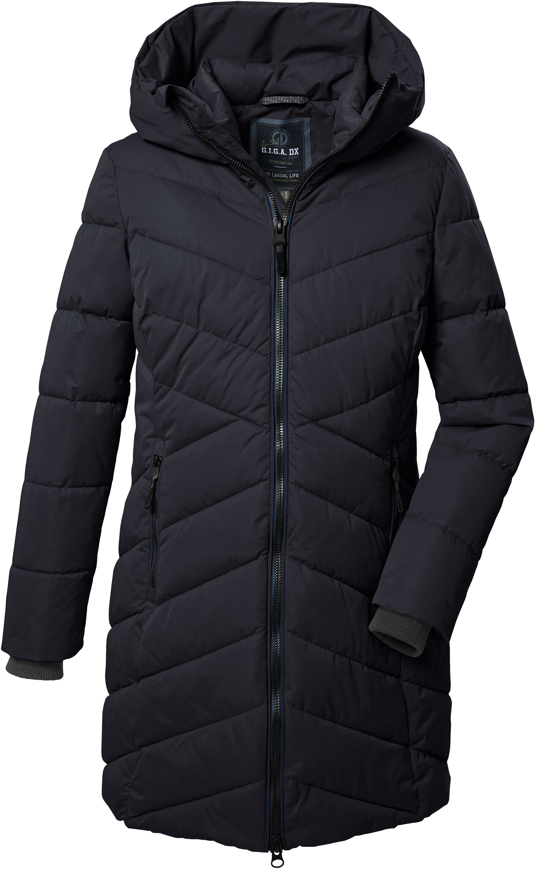Steppmantel "GW 17 WMN QLTD PRK", Damen, Gr. 40, blau (navy), Oberstoff: 100% Polyester, Futter: 100% Polyester (recycelt), Wattierung: 100% Polyester, G.I.G.A. DX BY KILLTEC, Mäntel Steppmantel, Schmaler, wasserabweisender Damenparka mit 8.000 mm Wassers