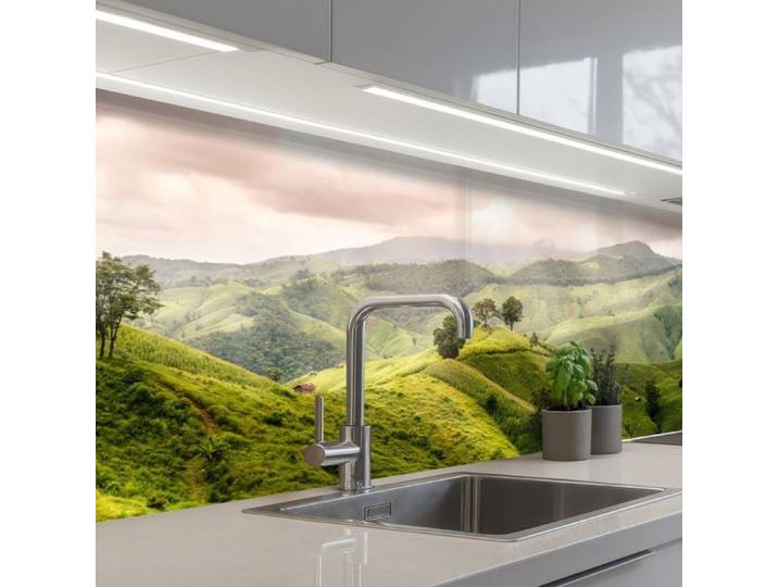 KitchenYeah crédence de cuisine Paysage Collines Vert