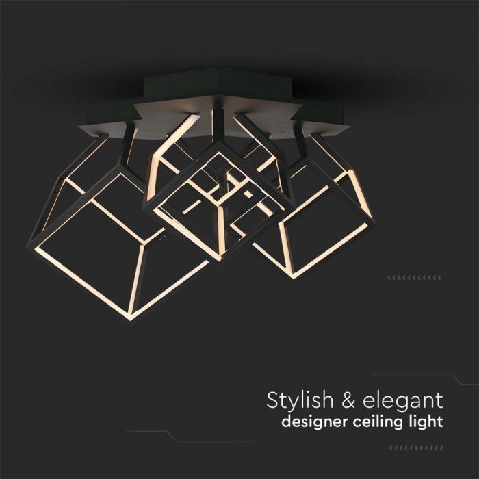 V-Tac Vt-7921 Lampadario Led A Soffitto 3 Cubi Colore Nero A Plafone 64x35.9x41cm 46w 3000k - 15342