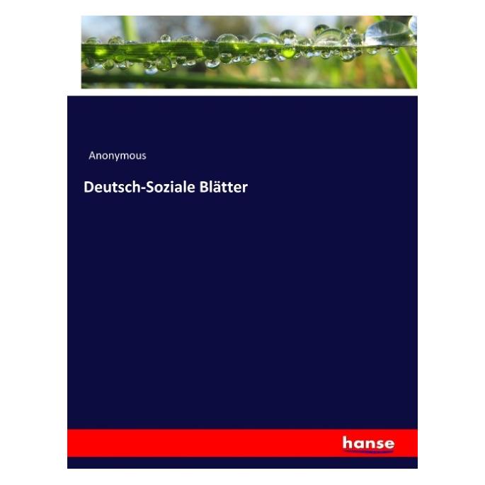 Hansebooks Deutsch-Soziale Blätter (Deutsch, Softcover, Anonym, Anonymous) (55885827)