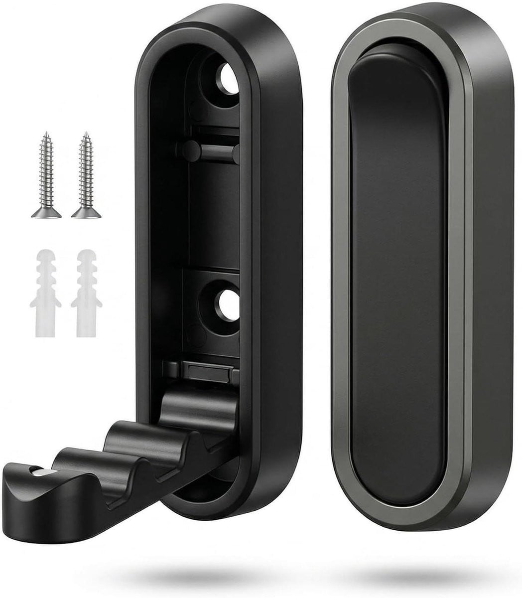 Set van 2 inklapbare Garderobehaken in zwart aluminium legering voor ruimtebesparing