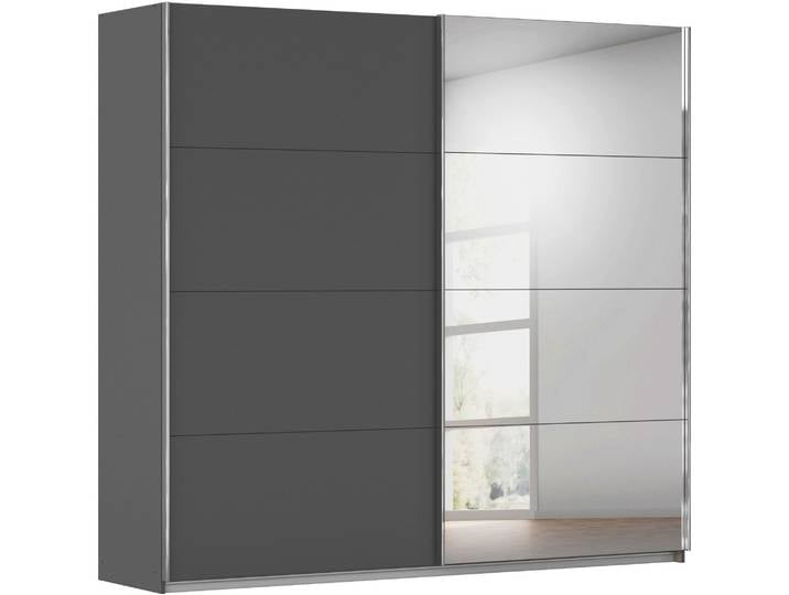 Schwebetürenschrank, Holzwerkstoff, Graumetallic, 226×210×62 cm, Pflegeleicht, Modern, Rauch