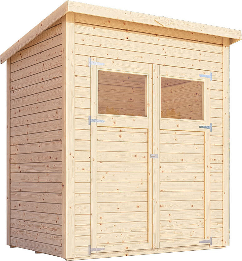 Gartenhaus 1,39 x 1,91 Meter (inkl. Dach) | aus Holz | aus vorgefertigten Elementen| unbehandelt | mit Pultdach