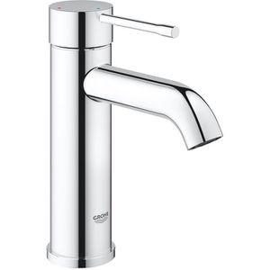GROHE Waschtischarmatur Essence S-Size, 23797001, verchromt, 17,4 cm hoch, aus Messing, Push Open Ablaufgarnitur