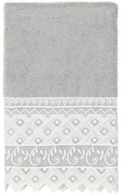 Authentic Hotel and Spa 100% Turkish Cotton Aiden White Lace Embellished Hand Towel