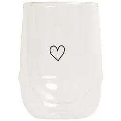 doppelwandiges Glas Herz transparent Inhalt 300 ml 12 cm