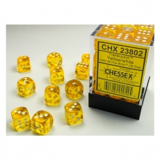 Chessex Würfel - 12mm - Translucent Yellow/white (Würfelset 36 x W6) 292587