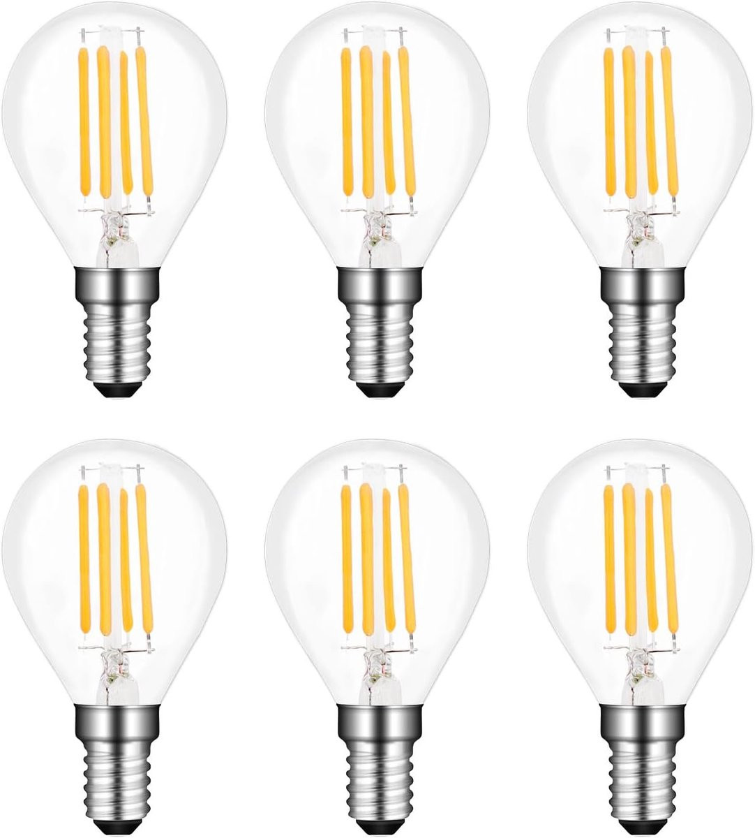 Set van 6 Koel Witte G45 E14 LED Golfledlampen, 400 lumen, 6000K, Equivalent aan E14 40W