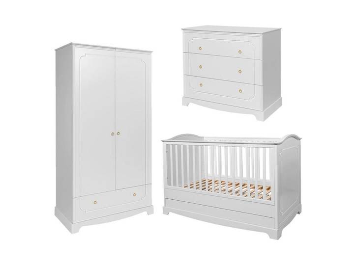 Petits-meubles Babyzimmer 3-teilig Royal Weiß, Holzwerkstoff, 78x97x149 cm, Baby- und Kindermöbel, Babyzimmer
