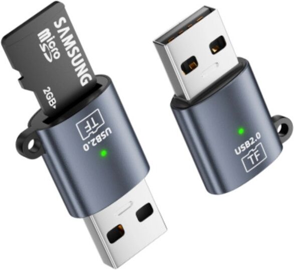 INF USB-zu-TF-Adapter (2er-Pack) – OTG-Schnellzugriff, USB2.0-Übertragung, Aluminiumlegierung+PVC, Kompaktes Design Dunkelgrau