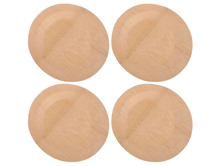 Bambus Einwegteller 4er-Set, rund, flach, 18 cm