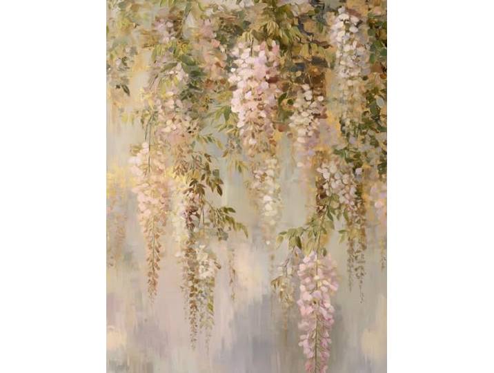 STYLER Leinwandbild Soft Wisteria 60 x 80 cm I Wandbild Leinwand florales Motiv modern I Wohnzimmer Schlafzimmer Esszimmer Büro I Wanddeko Home Design I Hängeblüten zarte Farben I Made in Europe