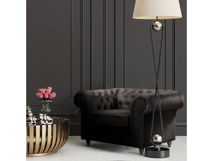Fauteuil Noir Microfibre Valeria 128 x 75 x 91cm