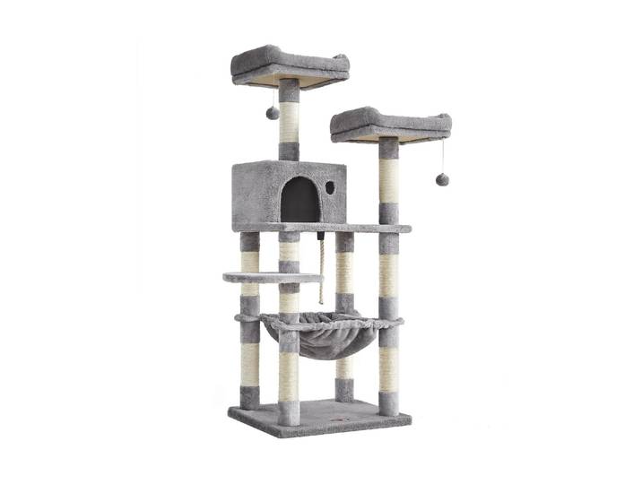 Kratzbaum FEANDREA 143 cm , beige, B:45cm H:143cm, Plüsch, Sisal, Kratzbäume, Kratzbaum