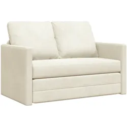 vidaXL Loveseat 2-Sitzer Creme Stoff, Holz 2-Sitzer Platz für mehrere