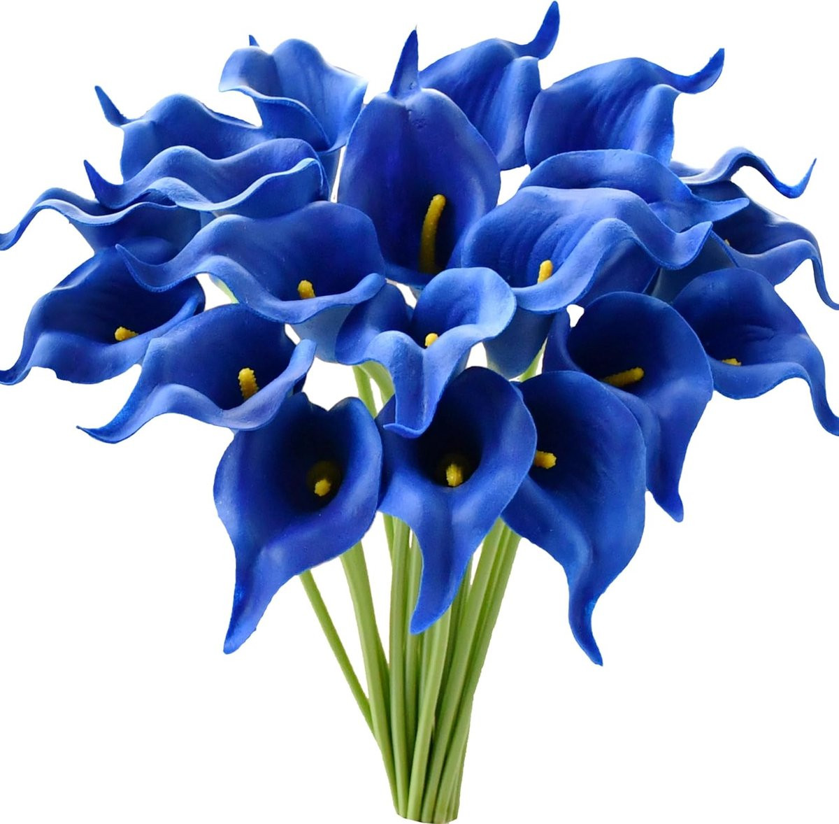 20 stuks Kunstmatige Calla Lelies in Marineblauw van zacht latex materiaal voor huisdecoratie