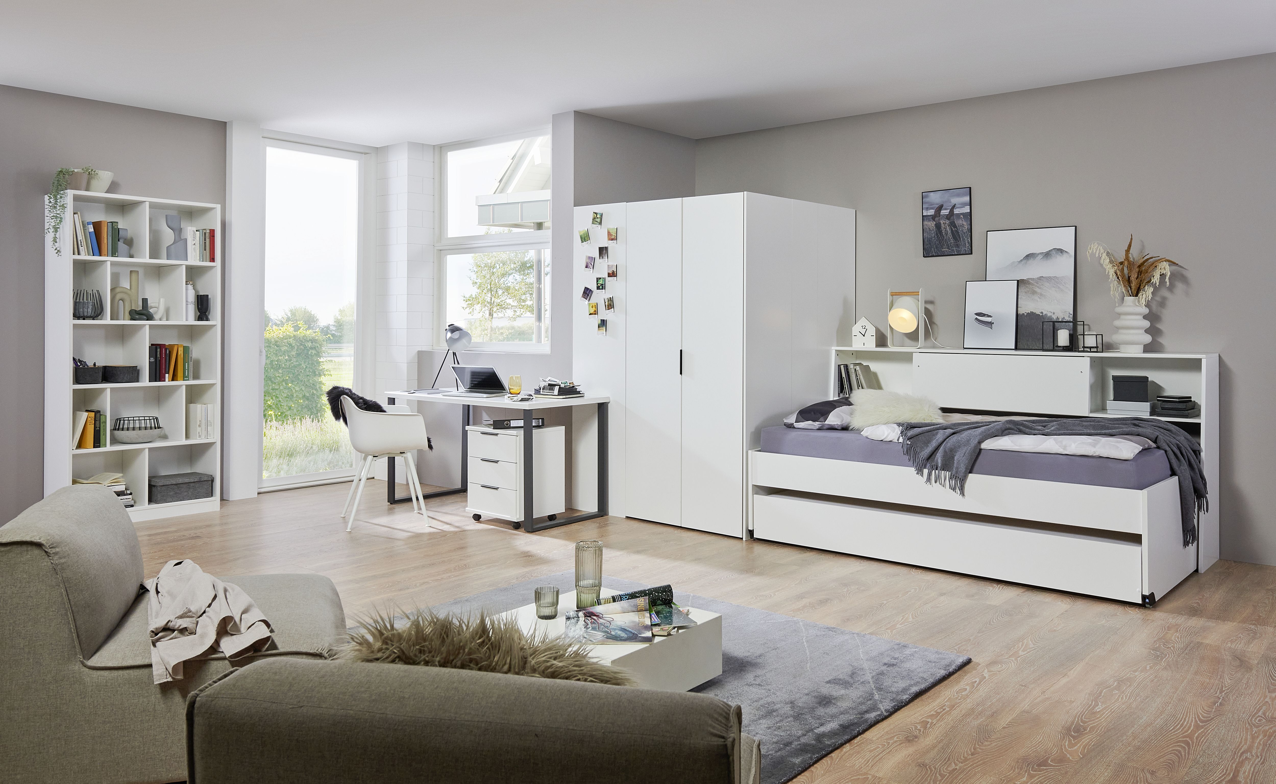 Futonbett WIMEX "Norderney", weiss (weiß, weiß, weiß), B:96cm H:51,3cm, Betten, Futonbett, Bett auf Kunststoffrollen weiß, weiß, weiß Liegefläche Länge B: 200cm x 90cm, Höhe Bett: 51,3cm Höhe Fussteil: 51,3cm