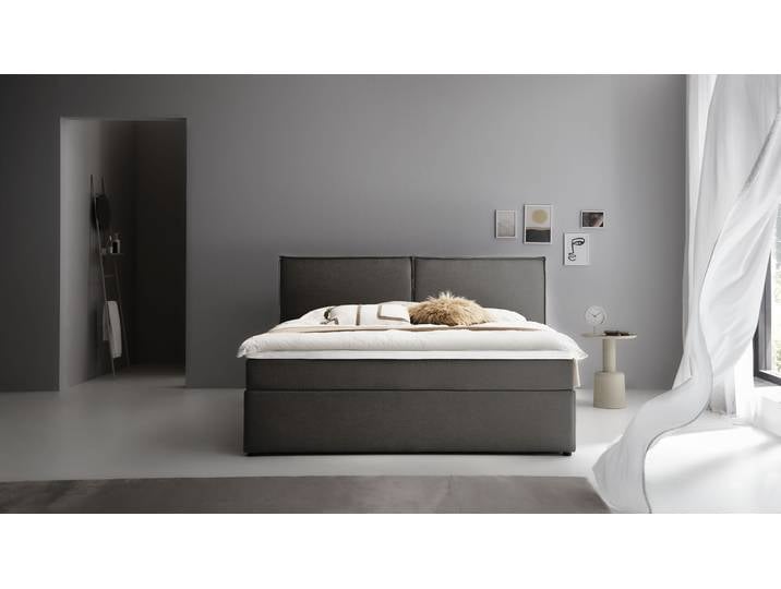 Boxbett, Feinstruktur, Grau (Anthrazit), 181×209 cm, Bodentief, ATLANTIC-home-collection