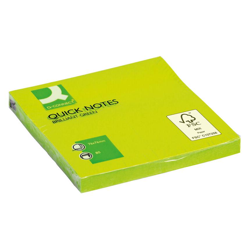 Q-Connect Haftnotizen Quick Notes neon (76 x 76 mm) (KF10515)