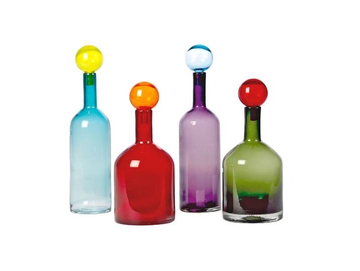 Lot de 4 bouteilles en verre multicolore Bubbles