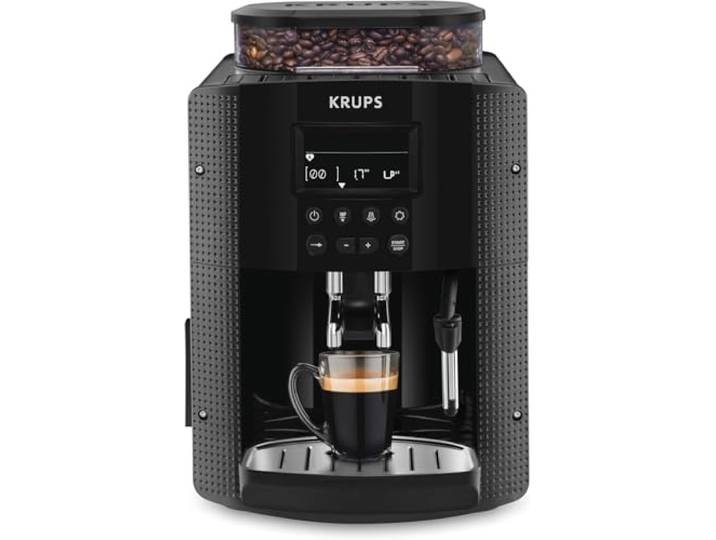 KRUPS Essential Kaffeevollautomat mit Milchaufschäumer – automatische Kaffeemaschine für Espresso, Cappuccino und Kaffee, einfache Bedienung dank LCD-Display, automatische Reinigung, kompaktes Design