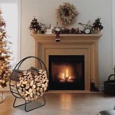 Multicon Wholesale Hub Outdoor Firewood Log Hoop Powder Coated Steel Log Storage Rack Black Durable Lumber Holder For Easy Firewood Outdoor Firewood Log Hoop Powder Coated Steel Log Storage Rack Black Durable Lumber Holder For Easy Firewood