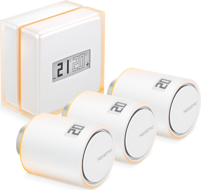netatmo Nbu-Nth-Nav Termostato Intelligente Rf Wi-Fi Programmabile + 3 Valvole Termostatiche Intelligenti - Nbu-Nth-Nav