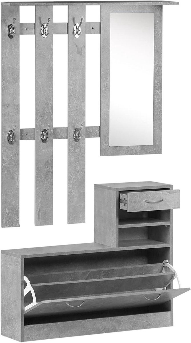 Entree Meubel Set 3-in-1 Halmeubel Garderobe B/D/H: 90 x 24 x 191 cm