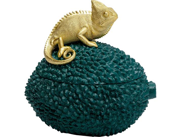 Aufbewahrungsbox KARE DESIGN Deko Dose Chameleon , gold (goldfarben), B:19,5cm H:19,5cm T:15,5cm, Polyresin (Kunststein), Aufbewahrungsboxen, Aufbewahrungsbox