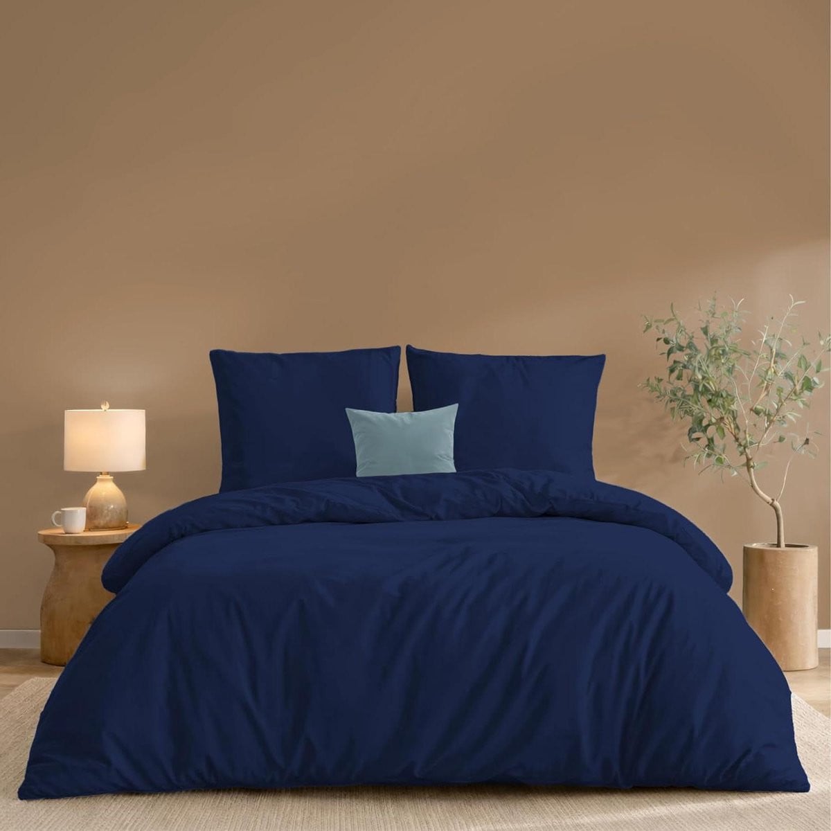 Donkerblauw dekbedovertrek set van gecertificeerde microvezel, 240 x 220 cm