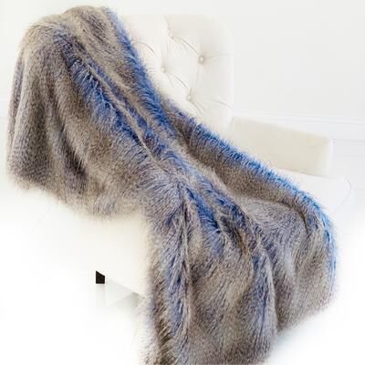 Plutus Brands Plutus Plush Azure Jean Handmade Luxury Faux Fur Throw