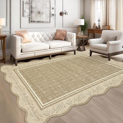 Garvee Scalloped Floral Bordered Area Rug