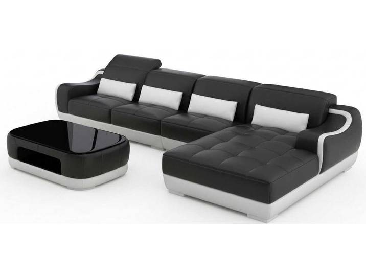 JVmoebel Ecksofa Schwarzes Ecksofa L Form Wohnzimmer Wohnlandschaft Couchtisch Modern, 2 Teile, Special features