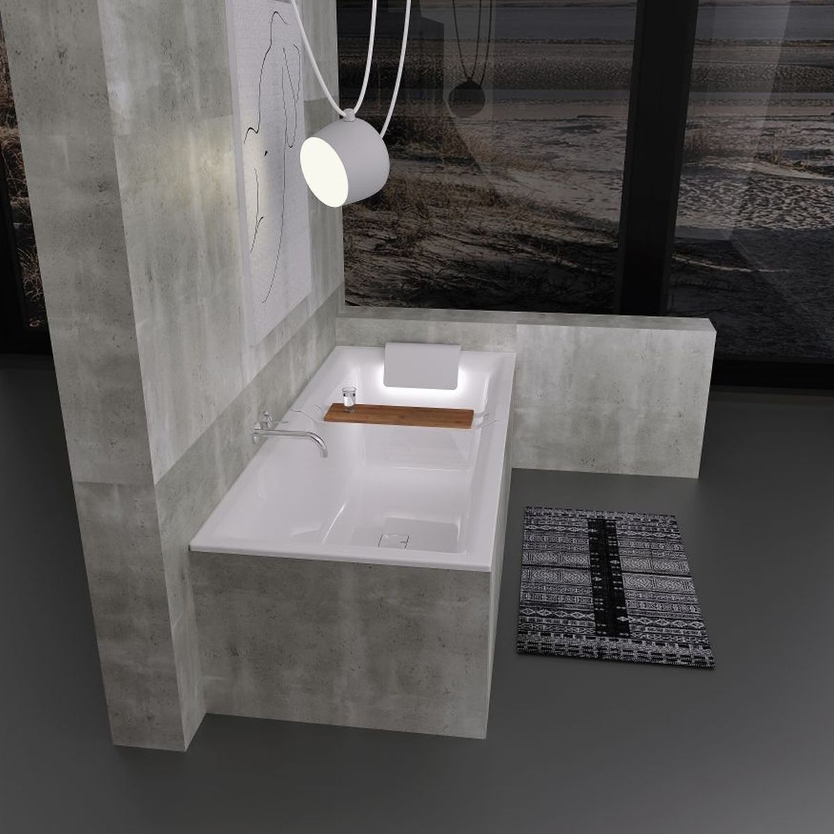 Riho Still Square Rechteck-Badewanne 180 x 80 cm inkl. Schürze rechts