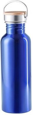 Gourde publicitaire Tulman bambou acier inoxydable bleu