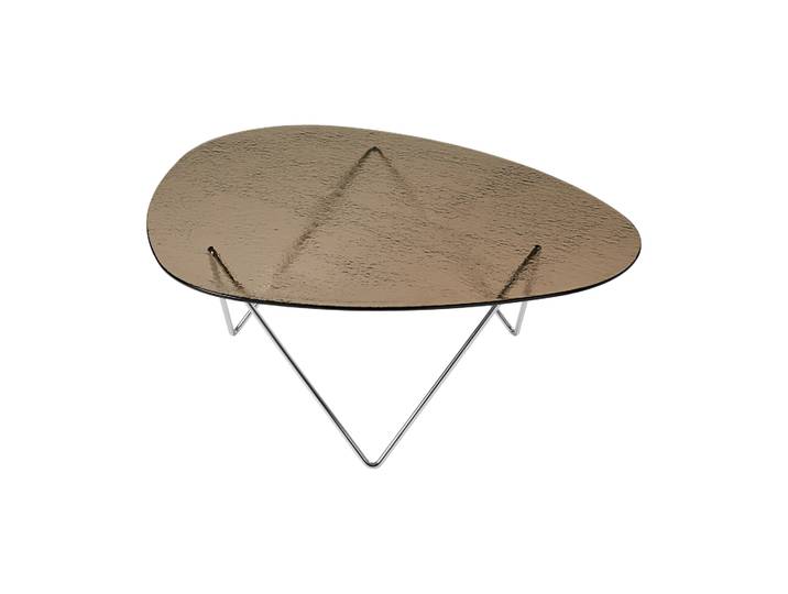 GUBI Table basse Pedrera Chrome-verre structuré bronze