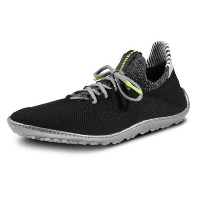 Barfußschuh LEGUANO "INSPIRO", Herren, Gr. 46, atmungsaktiv wasserdampfdurchlässig, schwarz (schwarz, grau, neon), Textil, kontrastfarbene Details, Schuhe Barfußschuh Schnürschuh, Slip-On-Sneaker, Bequemschuh, Komfortschuh mit Kontrastbesatz