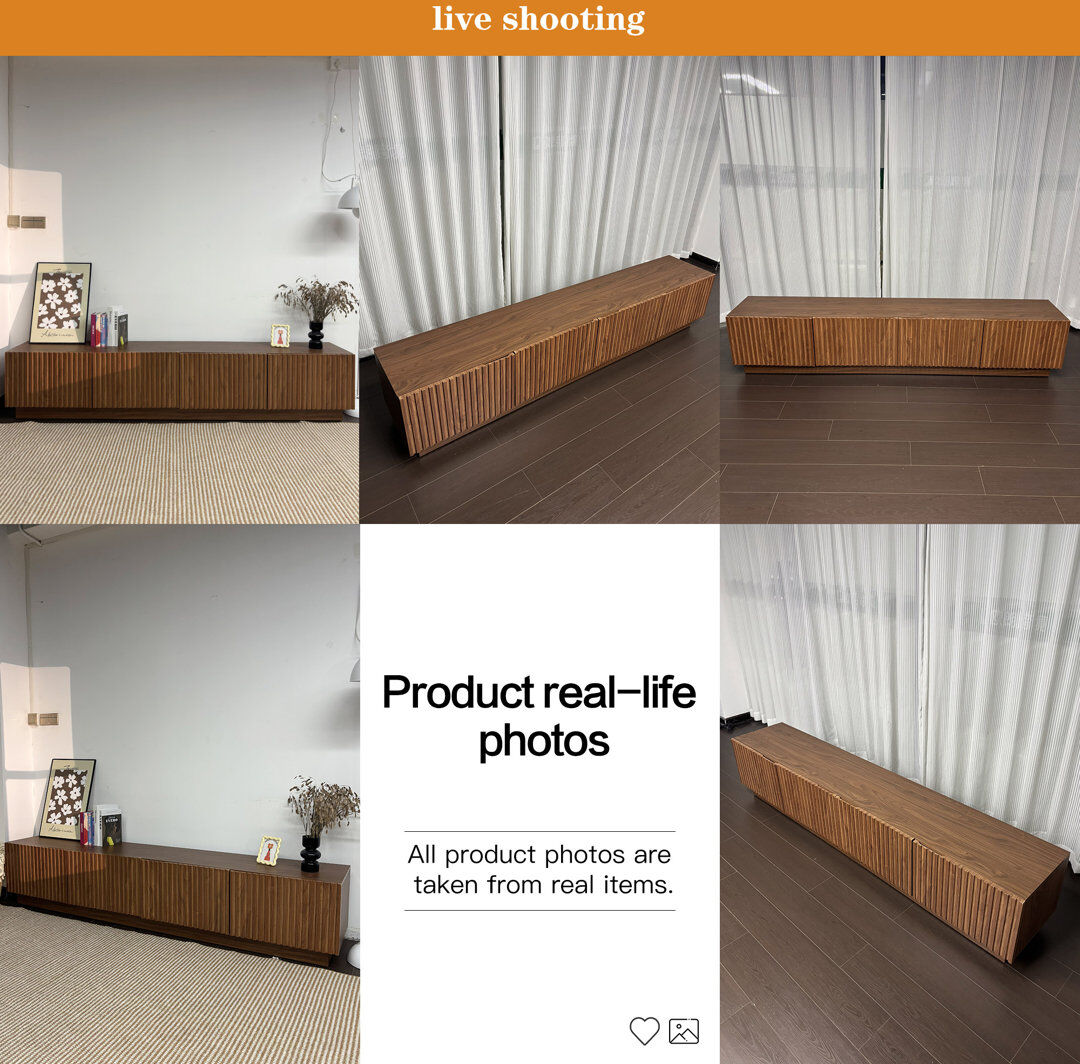 Union Rustic 220cm Wide TV Stand in Walnut, Featuring Integrated Cable Management and Ample Shelf Storage Tan;Unfinished 85"