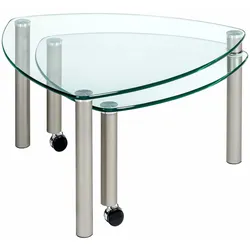 COUCHTISCH mit ausdrehbarer Ablage Cilka 80x43x80 Glas Nickel/Klarglas