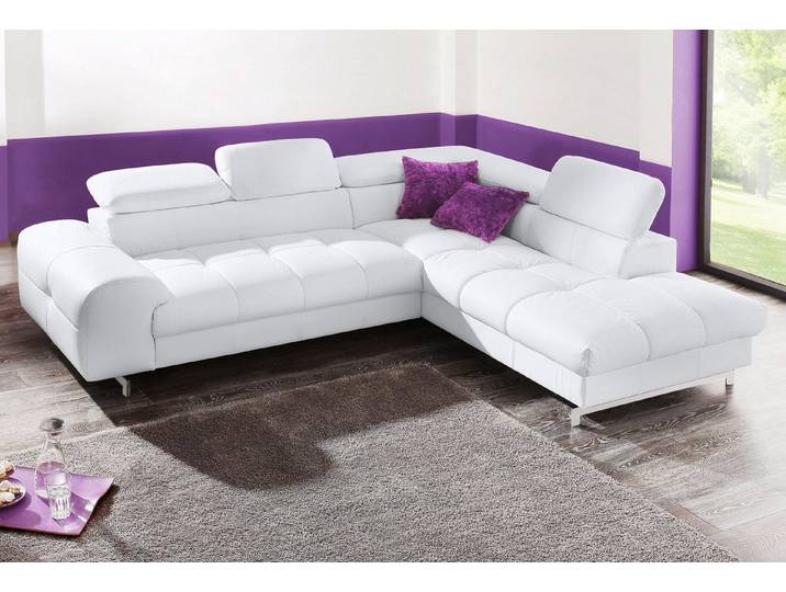 COTTA Ecksofa Chef bequem, tolle Verarbeitungsdetails, Breite 262cm, L-Form, mit Kopfteilverstellung, edle Metallkufen, optional Schlaffunktion