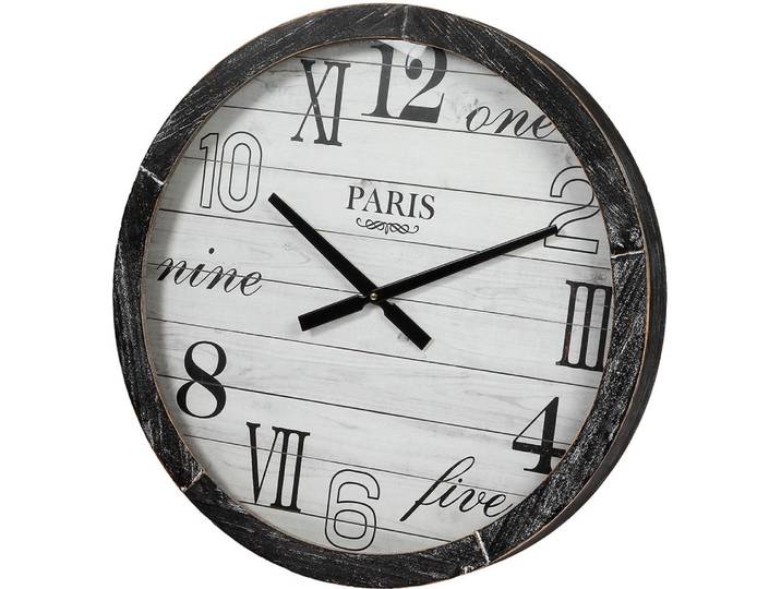 Wanduhr AMBIENTE HAUS Wanduhr aus holz 60cm , grau, B:60cm H:60cm T:7cm, Wanduhren, Wanduhr