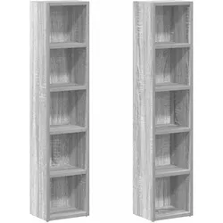 vidaXL CD-Regale 2 Stk. Grau Sonoma 21x16x93,5 cm Holzwerkstoff