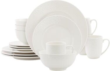 Elama 16 Piece Stoneware Dinnerware Set in White