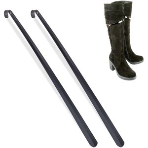 Relaxdays Schuhlöffel aus Metall, schwarz, Schuhanzieher, Länge: 70cm, 2 Stück