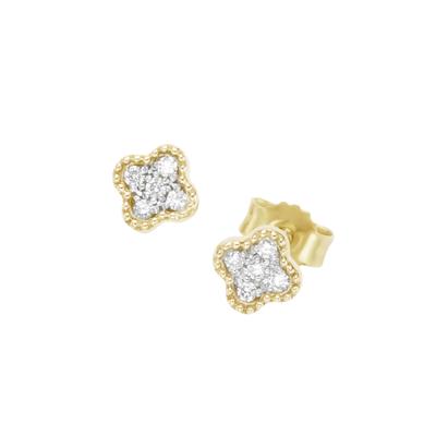 Paar Ohrstecker LUIGI MERANO "Blüte mit funkelnden Brillanten, Gold 585", gold, Ohrringe, Damen, SI = kleine Einschlüsse, Gelbgold 585