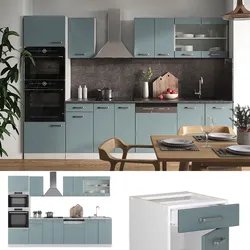 Vicco Küchenzeile R-Line Solid Weiß Blau Grau 300 cm Arbeitsplatte modern Küchenschränke Küchenmöbel