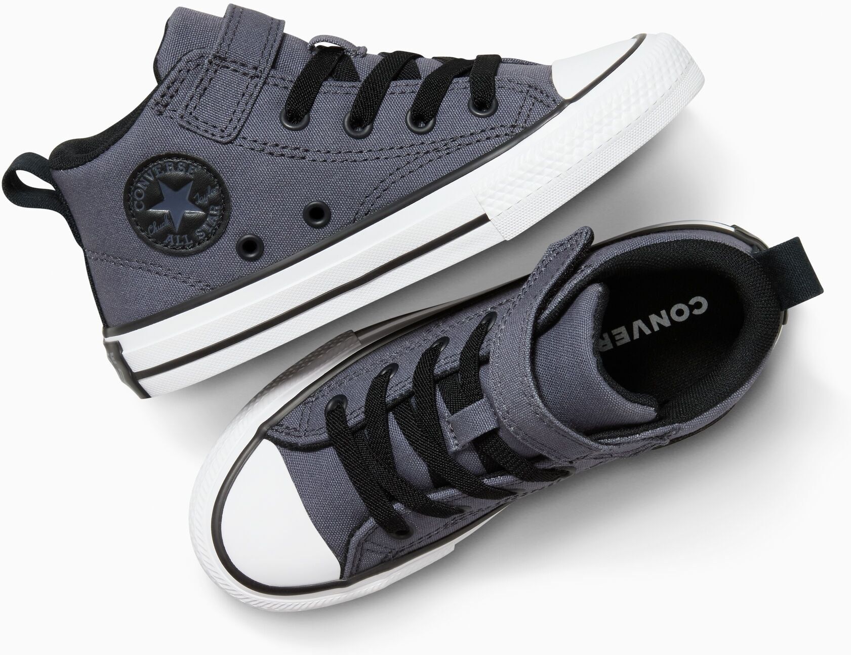 Sneakerboots CONVERSE "CHUCK TAYLOR ALL STAR MALDEN STREET 1V", Jungen, Gr. 27, atmungsaktiv, grau (cold stare, weiß, schwarz), Textil, Schuhe Sneakerboots, Winterschuhe, Schnürboots, Sneaker cold stare, weiß, schwarz 27, atmungsaktiv