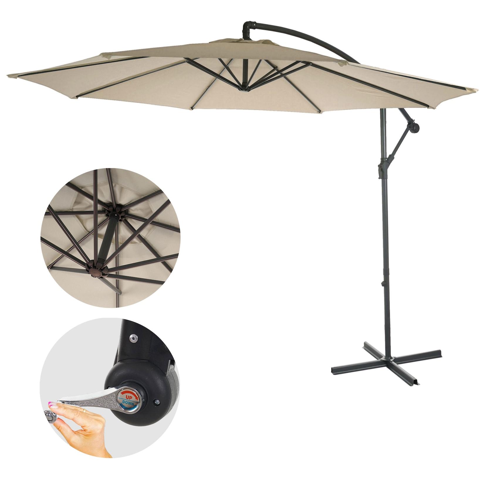 Ampelschirm Terni, Sonnenschirm Sonnenschutz, Ø 3m neigbar, Polyester/Stahl 11kg ~ creme ohne Ständer