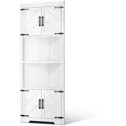 VEVOR Eckschrank Aufbewahrungsschrank mit 6-stufiger Regalen Mehrzweckschrank (171 cm Hohe) mit 4 Holztüren und verstellbaren Regalen, freistehender Küchenschrank für Wohnzimmer Waschküche, weiß